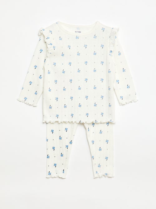 Conjunto de pijama em malha com furinhos - 2 peças - Kiabi