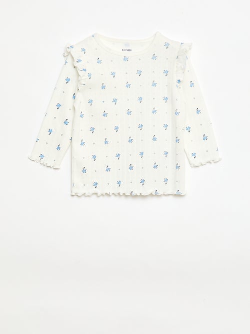 Conjunto de pijama em malha com furinhos - 2 peças - Kiabi