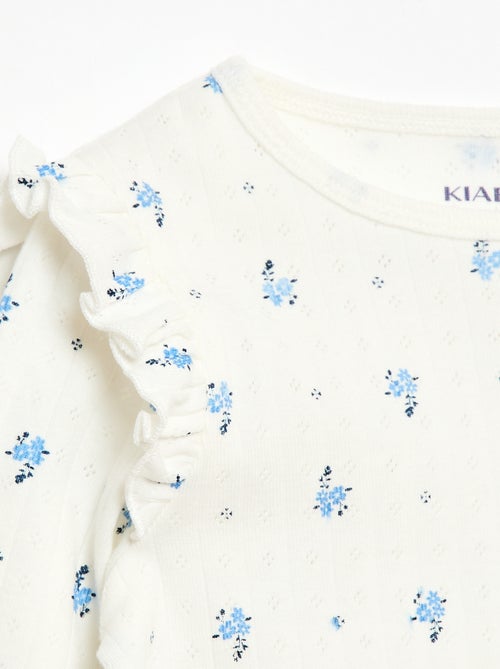 Conjunto de pijama em malha com furinhos - 2 peças - Kiabi