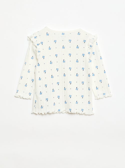 Conjunto de pijama em malha com furinhos - 2 peças - Kiabi