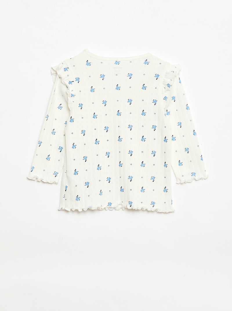 Conjunto de pijama em malha com furinhos - 2 peças Bege - Kiabi
