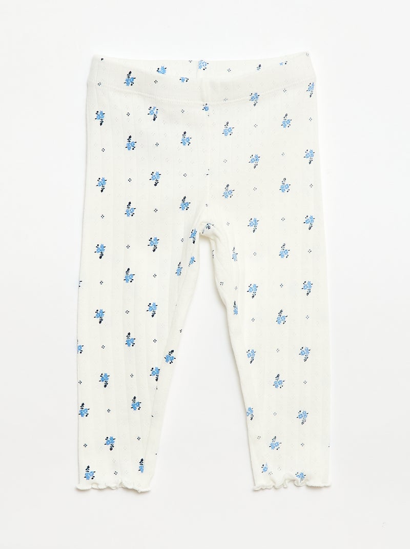 Conjunto de pijama em malha com furinhos - 2 peças Bege - Kiabi