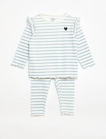 Conjunto de pijama em malha com furinhos - 2 peças