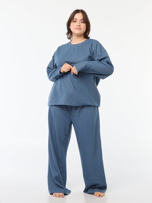 Conjunto de pijama em malha gofrada - 2 peças - Kiabi
