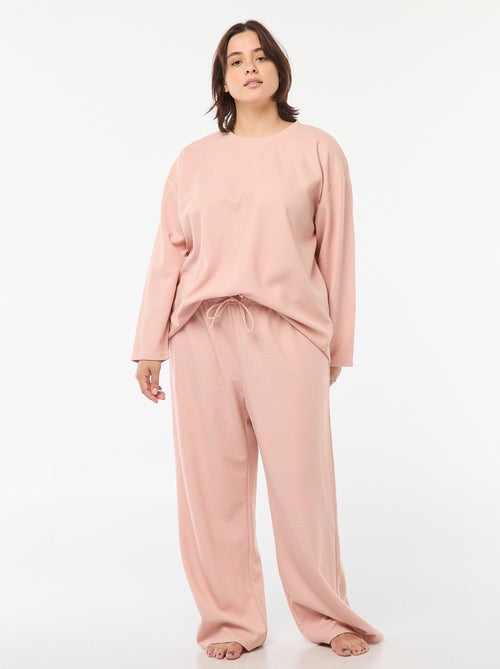 Conjunto de pijama em malha gofrada - 2 peças - Kiabi