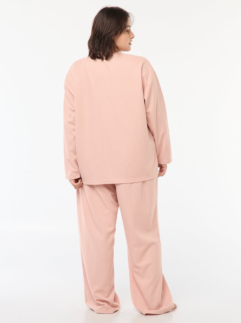 Conjunto de pijama em malha gofrada - 2 peças Rosa - Kiabi