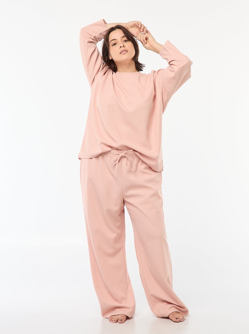 Conjunto de pijama em malha gofrada - 2 peças Rosa - Kiabi
