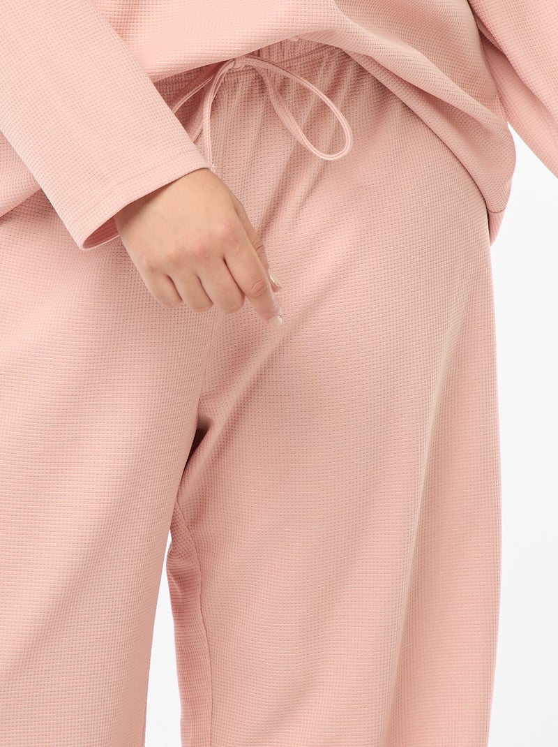 Conjunto de pijama em malha gofrada - 2 peças Rosa - Kiabi