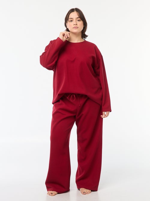Conjunto de pijama em malha gofrada - 2 peças - Kiabi