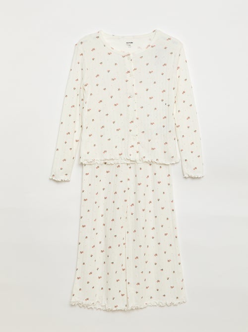 Conjunto de pijama em malha pointelle - 2 peças - Kiabi