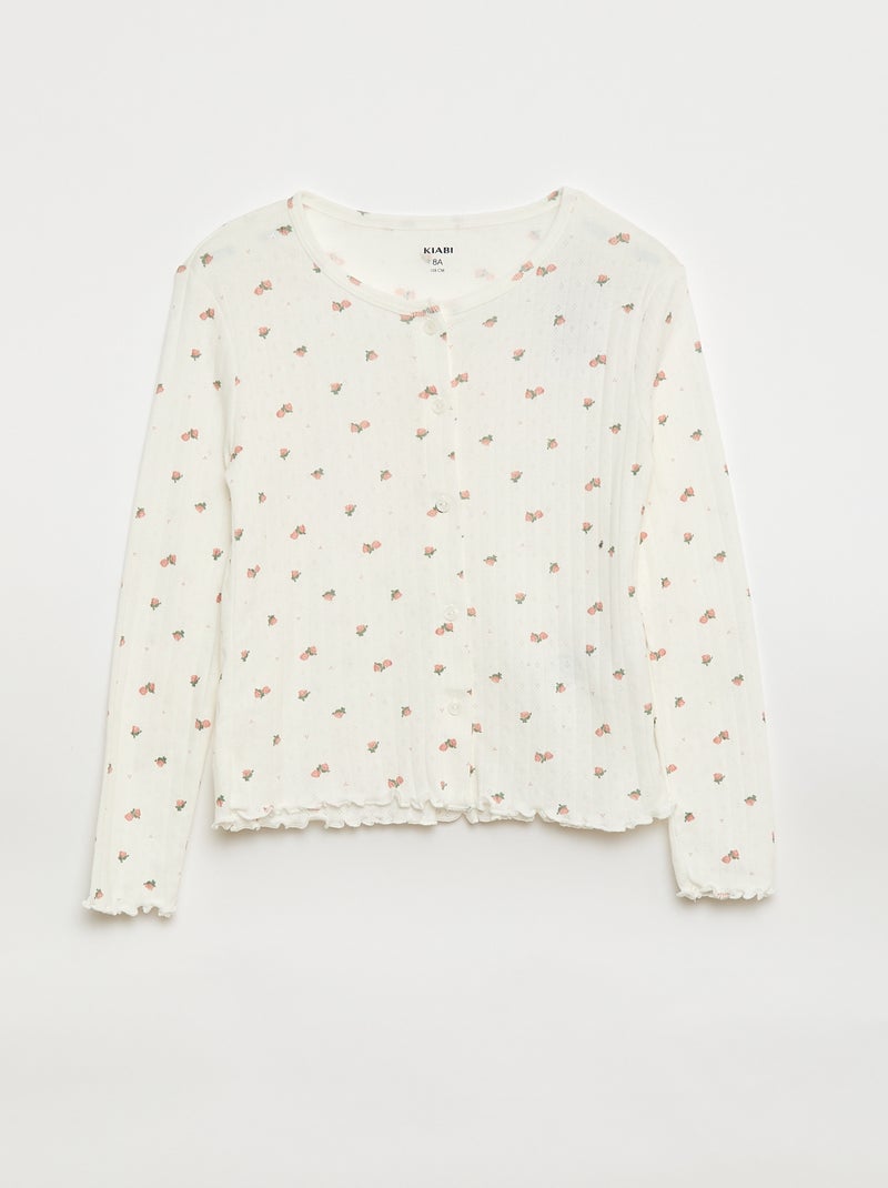 Conjunto de pijama em malha pointelle - 2 peças Branco - Kiabi