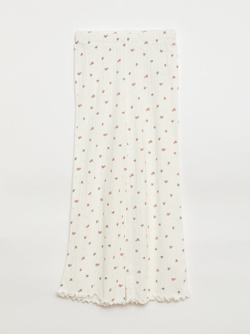 Conjunto de pijama em malha pointelle - 2 peças Branco - Kiabi