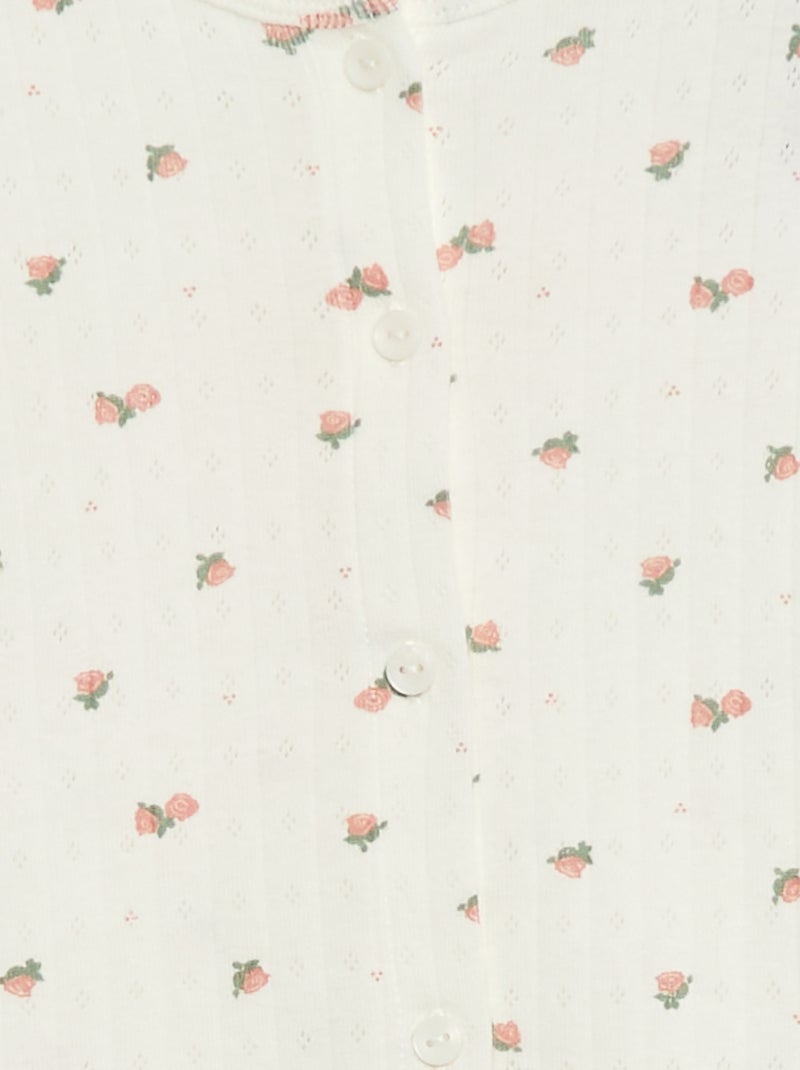 Conjunto de pijama em malha pointelle - 2 peças Branco - Kiabi