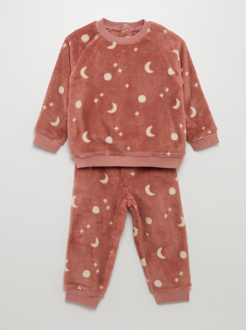 Conjunto de pijama em malha polar - 2 peças ROSA - Kiabi