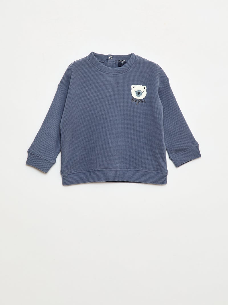 Conjunto de pijama em malha suave - 2 peças Azul - Kiabi