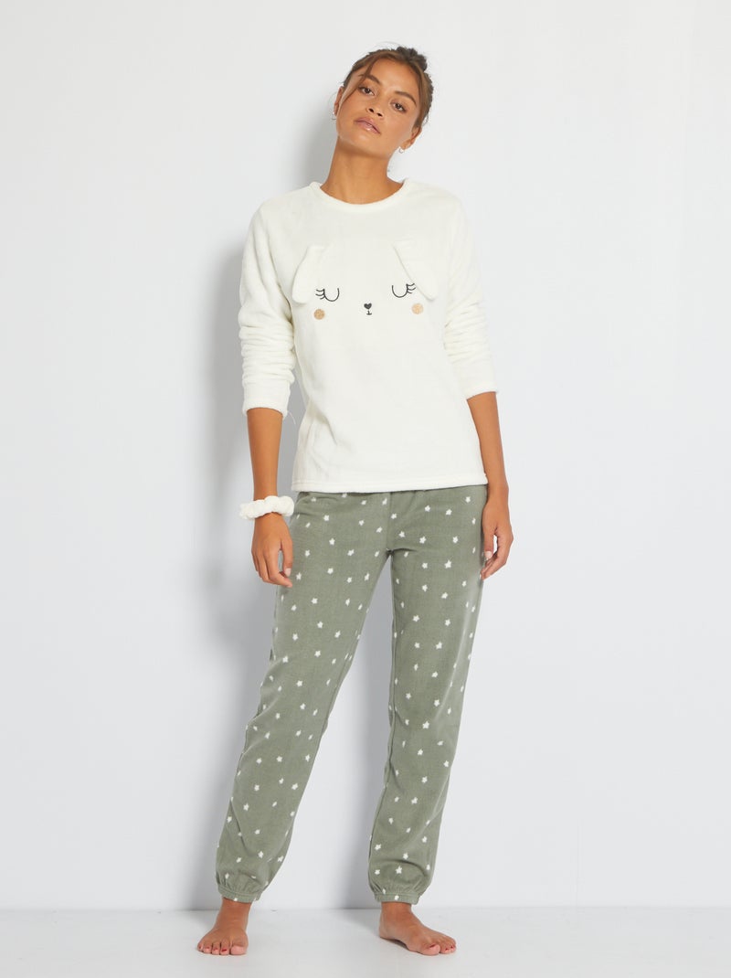 Conjunto de pijama em malha suave BRANCO - Kiabi