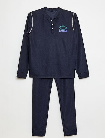 Conjunto de pijama em malha waffle Baseball - 2 peças