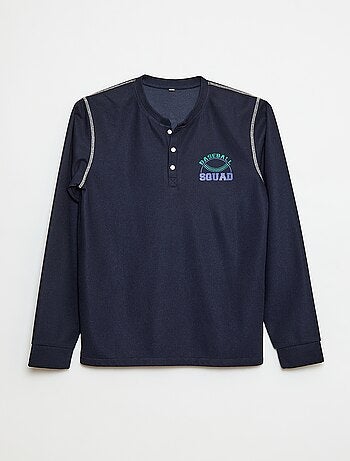Conjunto de pijama em malha waffle Baseball - 2 peças