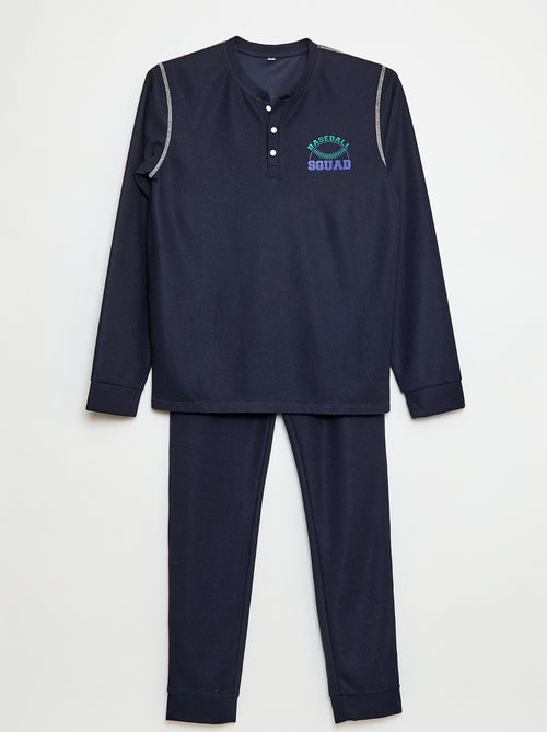 Conjunto de pijama em malha waffle Baseball - 2 peças - Kiabi