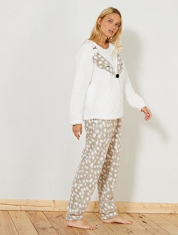 Conjunto de pijama em material sherpa - Kiabi