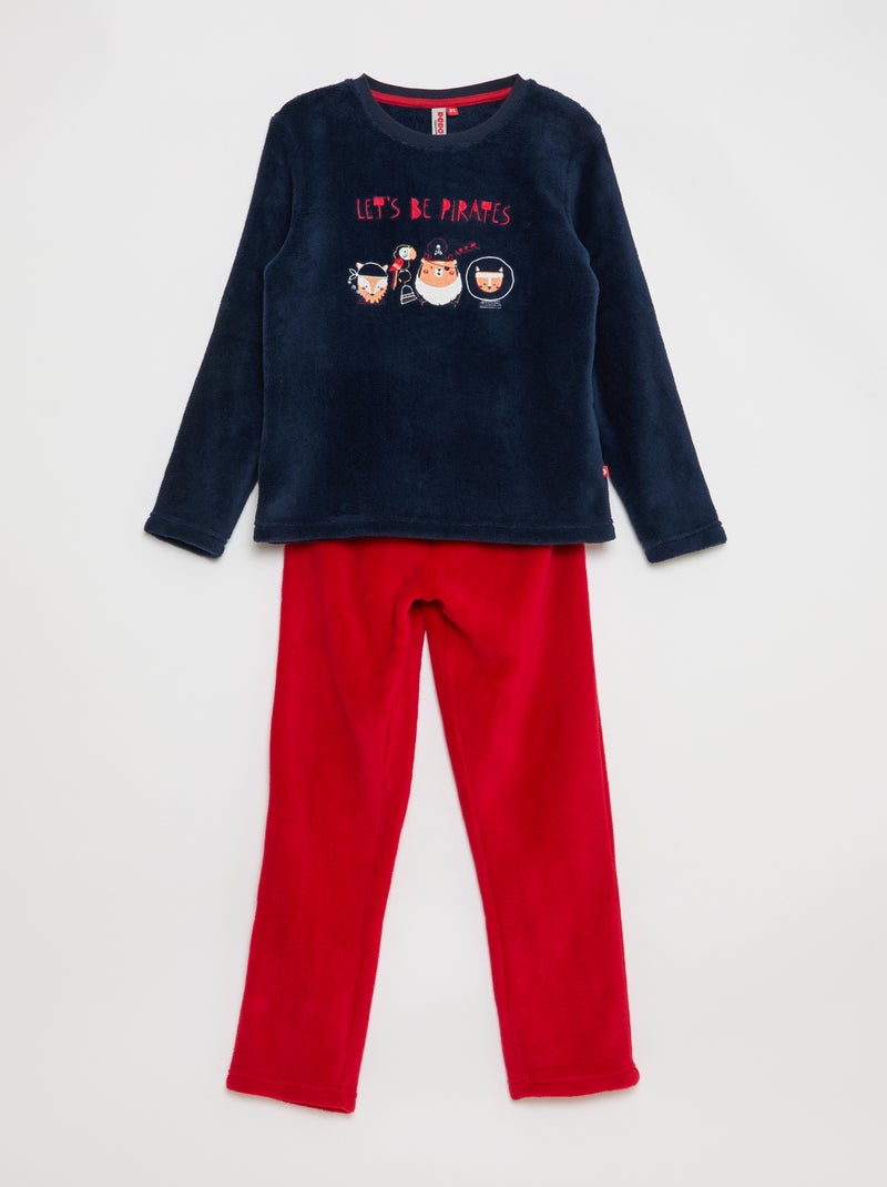 Conjunto de pijama em polar - 2 peças Azul - Kiabi