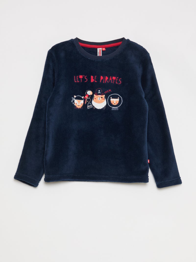 Conjunto de pijama em polar - 2 peças Azul - Kiabi