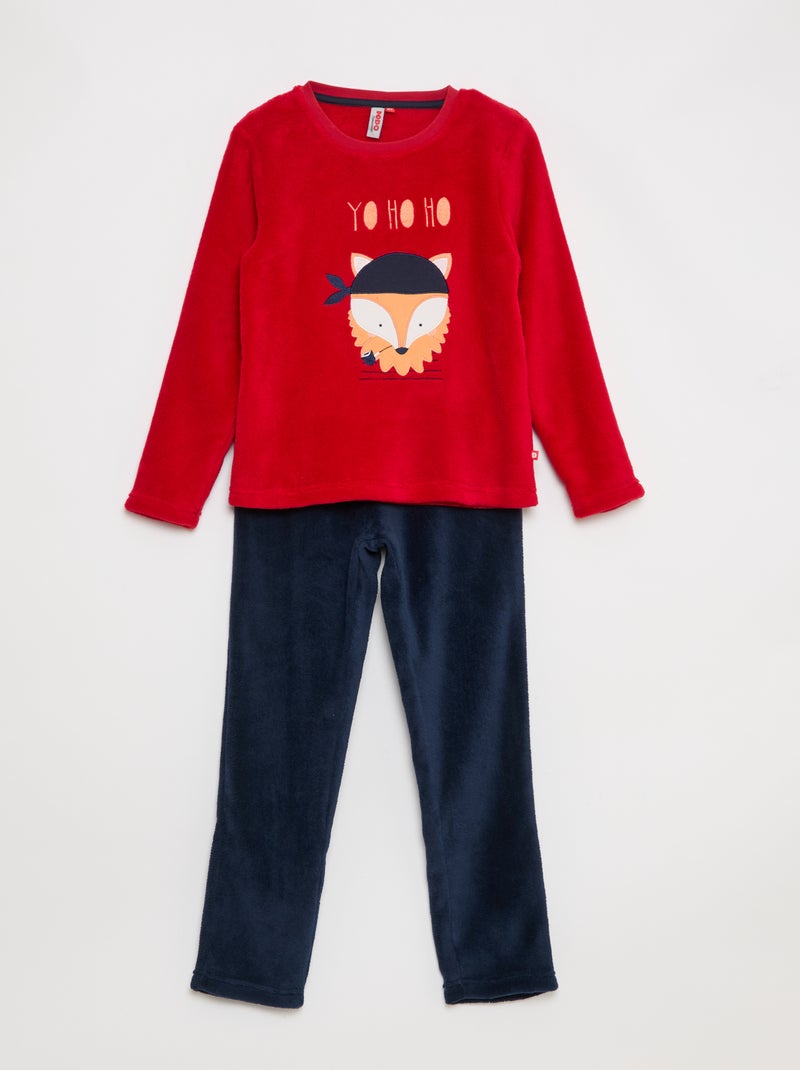 Conjunto de pijama em polar - 2 peças Vermelho - Kiabi