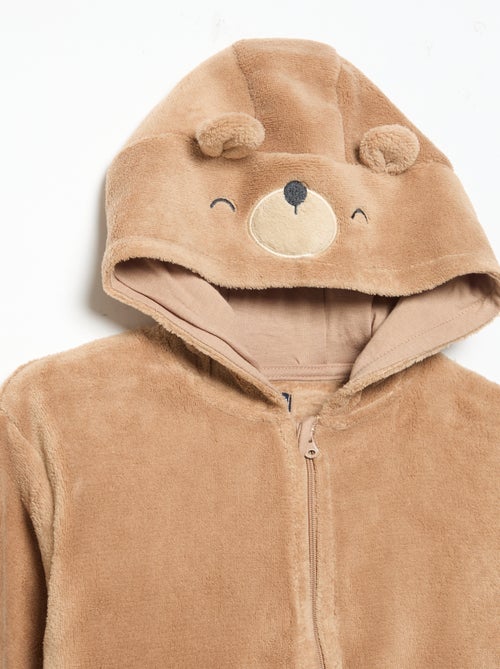Conjunto de pijama em polar com capuz animado - 2 peças - Kiabi