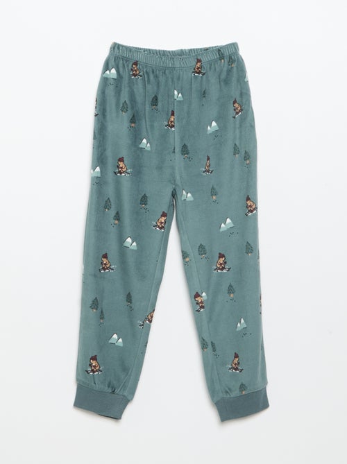 Conjunto de pijama em polar com capuz animado - 2 peças - Kiabi