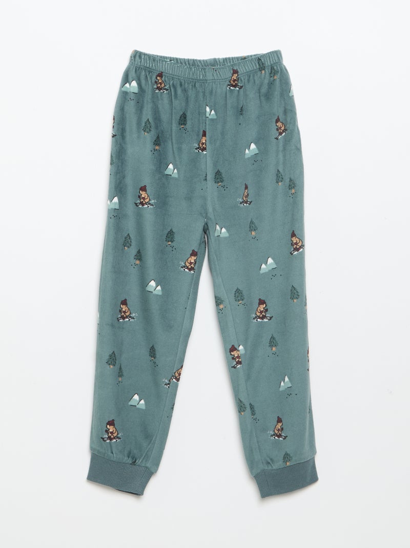 Conjunto de pijama em polar com capuz animado - 2 peças Azul - Kiabi