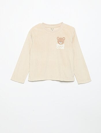 Conjunto de pijama em polar com capuz animado - 2 peças