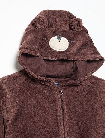 Conjunto de pijama em polar com capuz animado - 2 peças