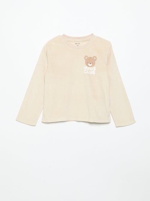Conjunto de pijama em polar com capuz animado - 2 peças - Kiabi