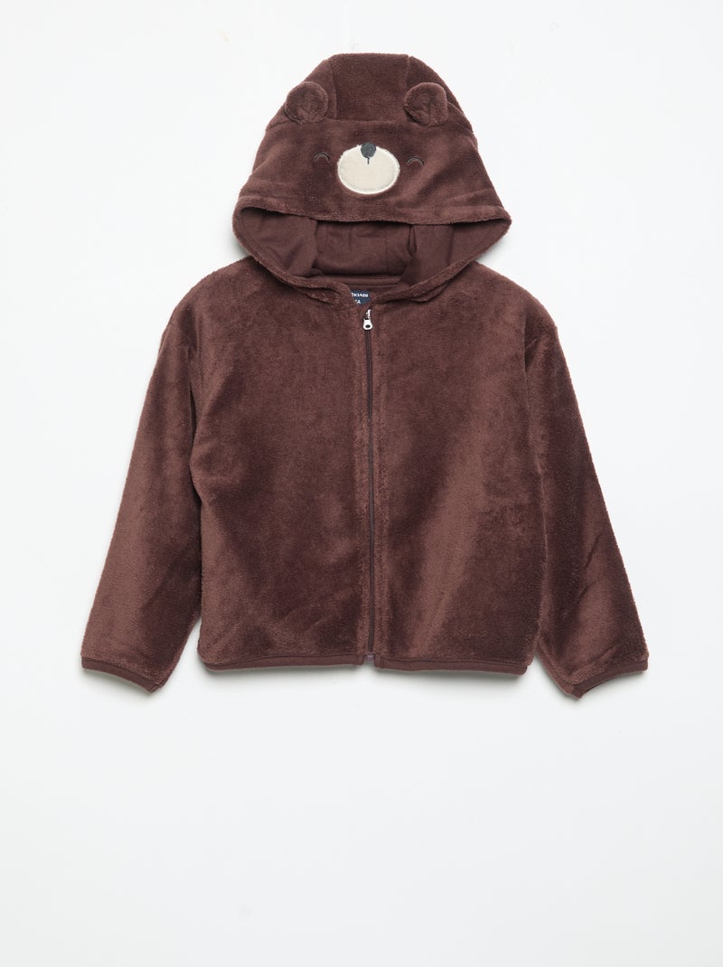 Conjunto de pijama em polar com capuz animado - 2 peças Bege - Kiabi