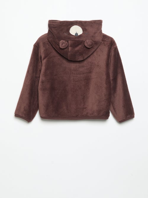Conjunto de pijama em polar com capuz animado - 2 peças - Kiabi