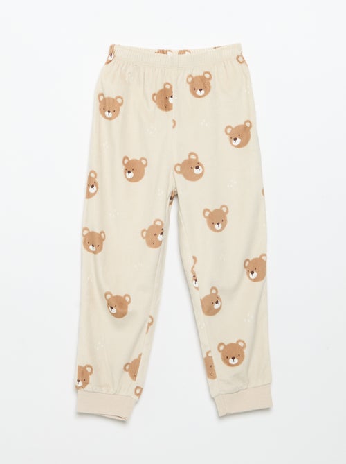 Conjunto de pijama em polar com capuz animado - 2 peças - Kiabi