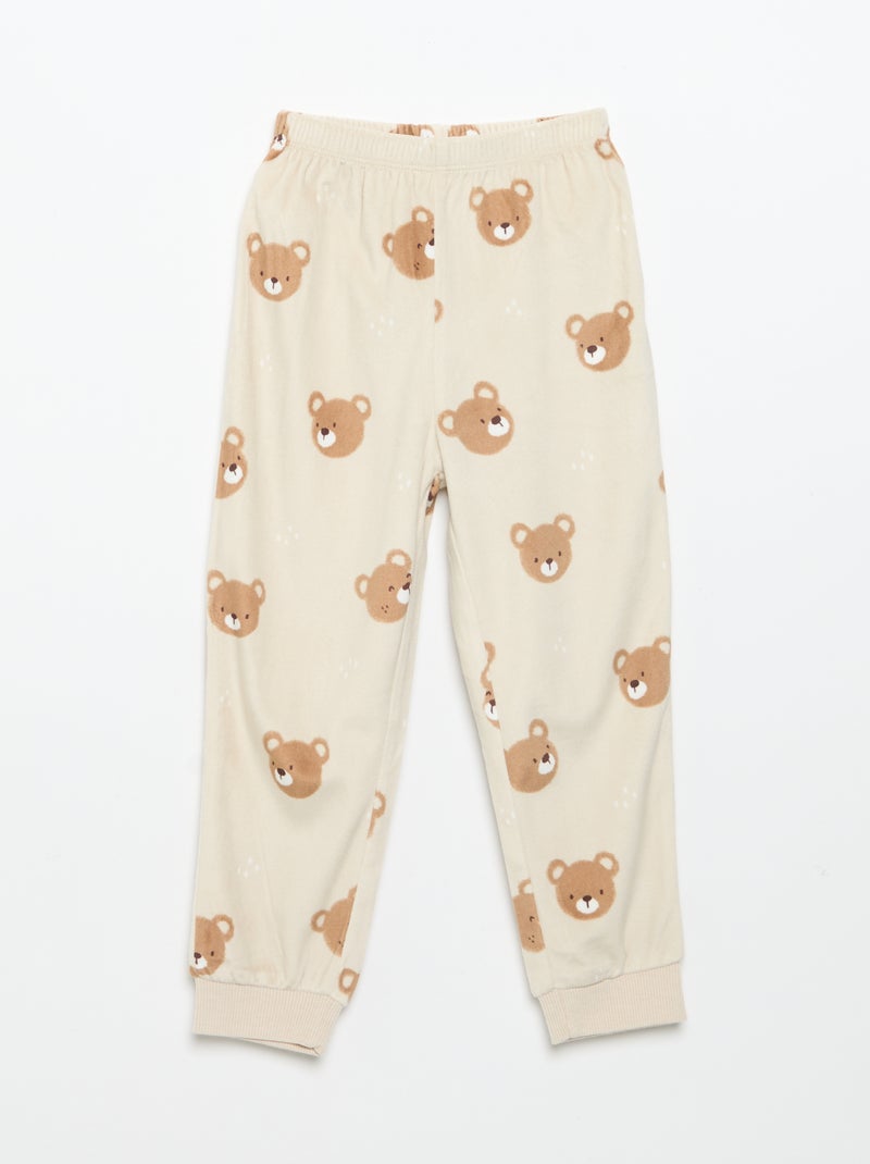 Conjunto de pijama em polar com capuz animado - 2 peças Bege - Kiabi
