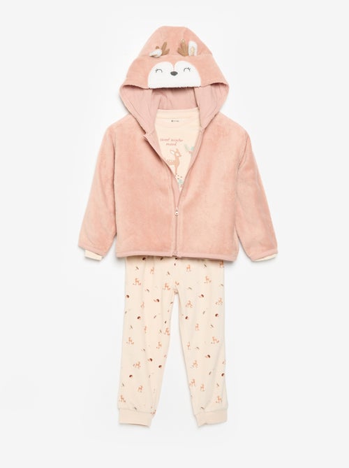 Conjunto de pijama em polar com capuz animado - 2 peças - Kiabi Conjunto de pijama em polar com capuz animado - 2 peças - Kiabi