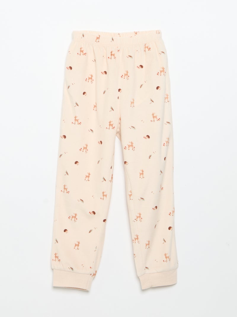 Conjunto de pijama em polar com capuz animado - 2 peças Rosa - Kiabi