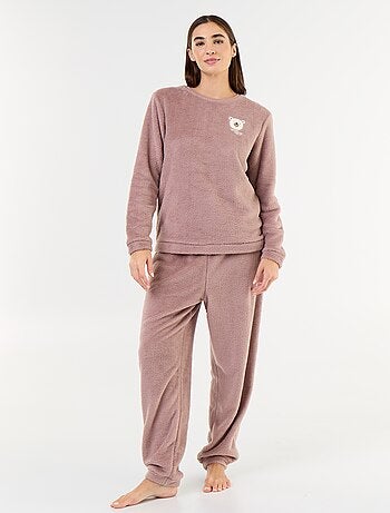 Conjunto de pijama em polar t-shirt + calças - 2 peças