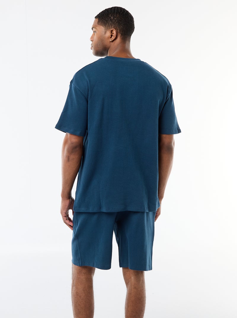 Conjunto de pijama em tecido waffle Azul - Kiabi