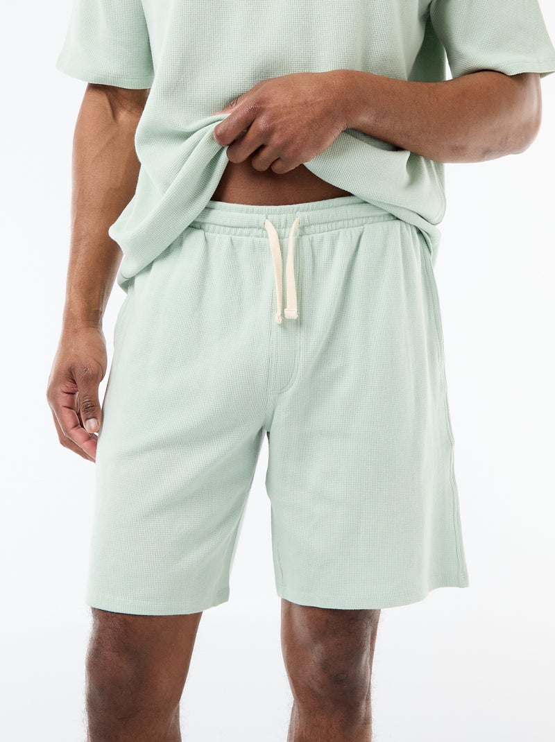 Conjunto de pijama em tecido waffle Verde - Kiabi