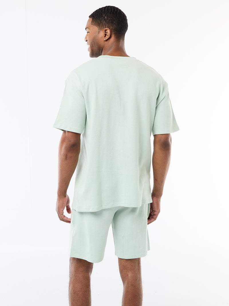 Conjunto de pijama em tecido waffle Verde - Kiabi