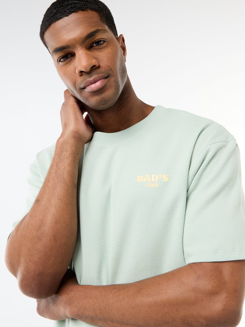 Conjunto de pijama em tecido waffle Verde - Kiabi