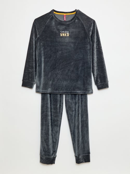 Conjunto de pijama em veludo - 2 peças - Kiabi