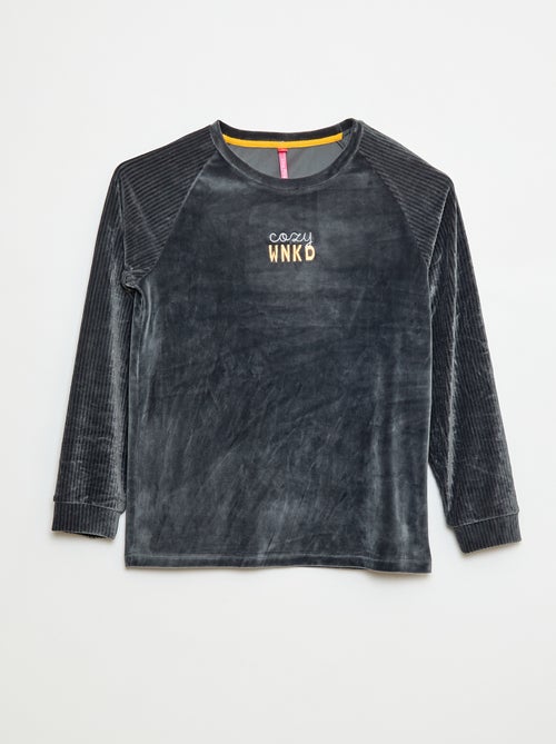 Conjunto de pijama em veludo - 2 peças - Kiabi