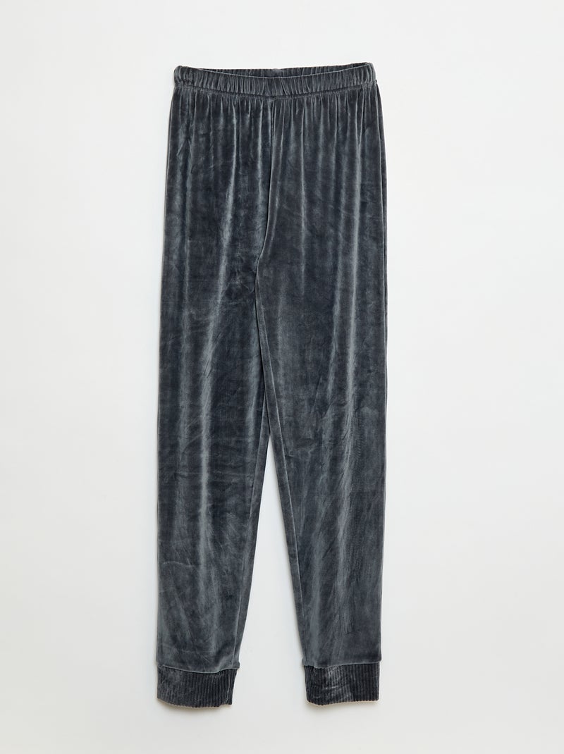 Conjunto de pijama em veludo - 2 peças Cinza - Kiabi