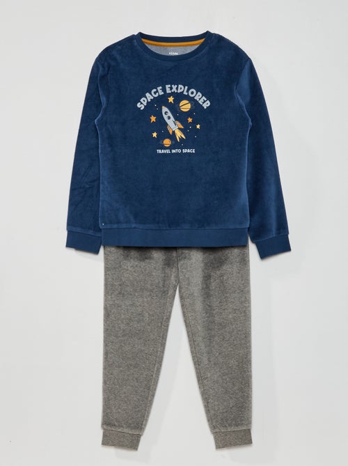 Conjunto de pijama em veludo - Kiabi