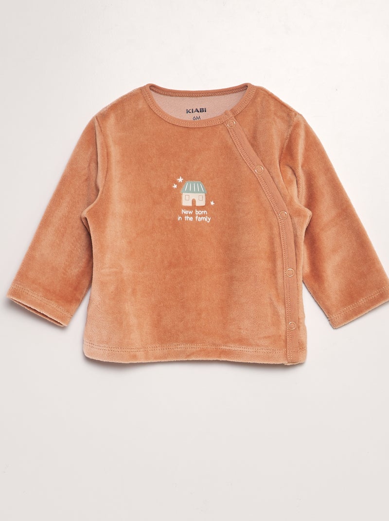 Conjunto de pijama em veludo BEGE - Kiabi