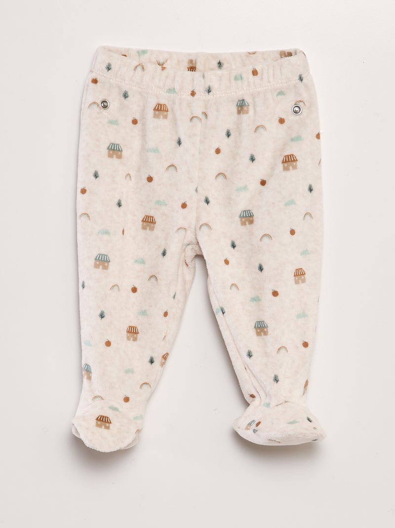 Conjunto de pijama em veludo BEGE - Kiabi